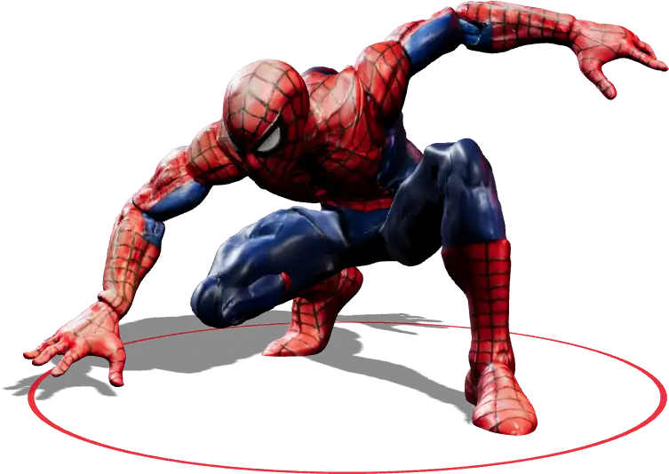 3D scan of a Spider-Man action figure in a battle crouch